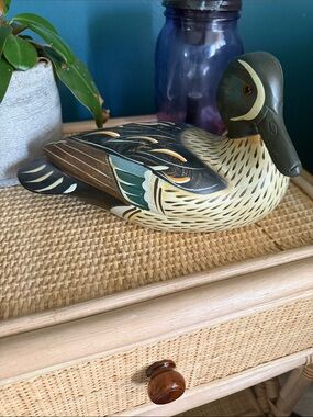 Ducks Unlimited Blue-Winged Teal drake wooden duck decoy